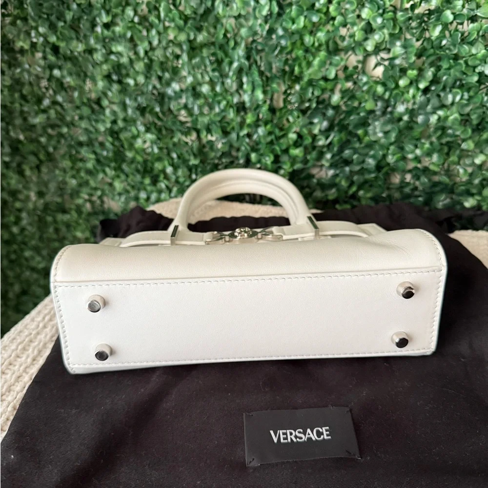 Versace Medusa ‘95 Small Tote White Leather Handbag